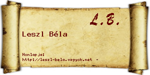 Leszl Béla névjegykártya